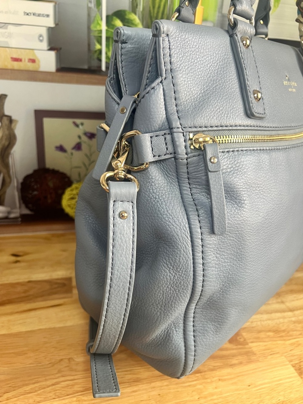 Kate Spade Large Cobble Hill Murphy Crossbody Satchel Bag in Gray Blue - Picture 4 of 13